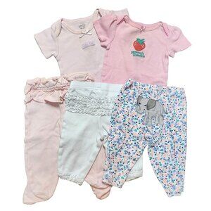 Bundle (5 Piece) Baby Girls Clothes Bodysuits Pants White Pink 0-6 Months